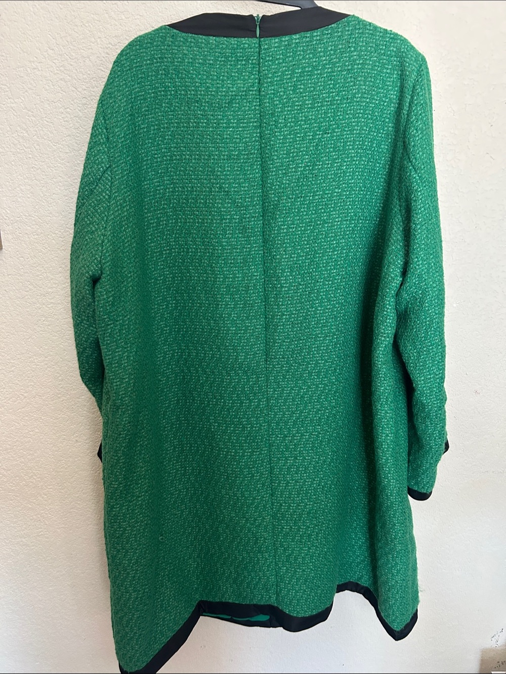 Pomander Place Emerald Green Tweed Dress with Black Trim - Picture 6 of 7